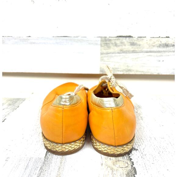 Vintage 1980s Bally Womens 9.5 Mustard Yellow Gold Leather Lace Up Sneakers - Picture 4 of 8